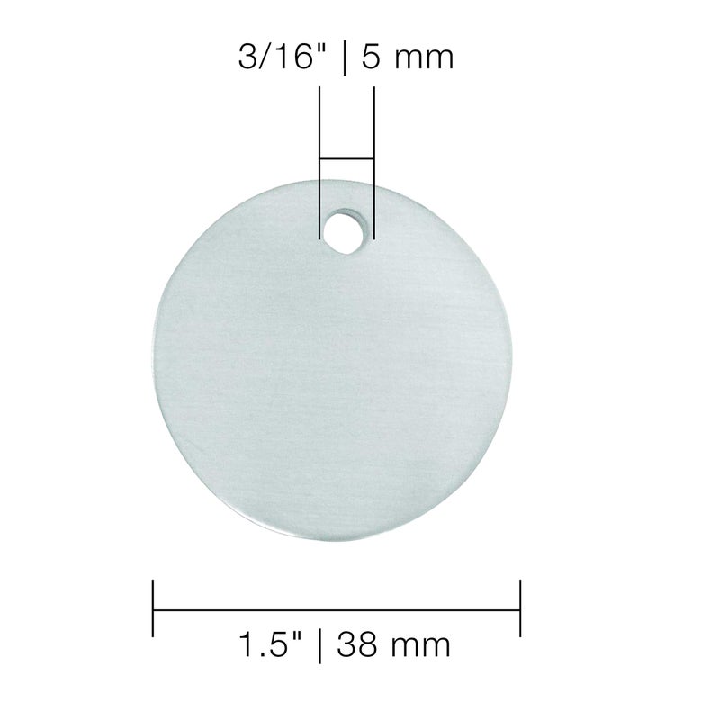 CH Hanson Metal Stamping Blanks â€“ 1-1/2â€ Blank Tags with Holes, Name & Pet Tags, Label Equipment - Model 1098A, Durable 18-Gauge Aluminum (100 Count) - Image 2